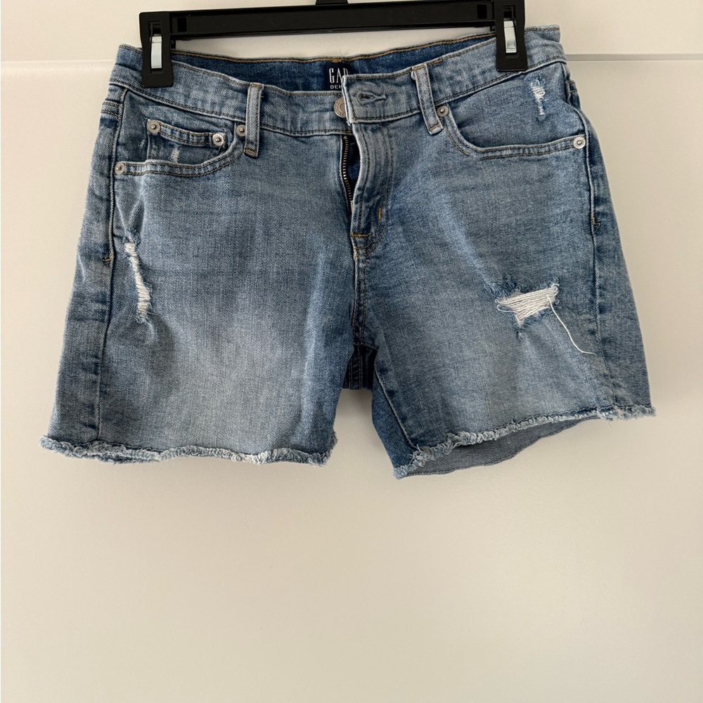 GAP Women's Distressed Light Blue Jean Shorts